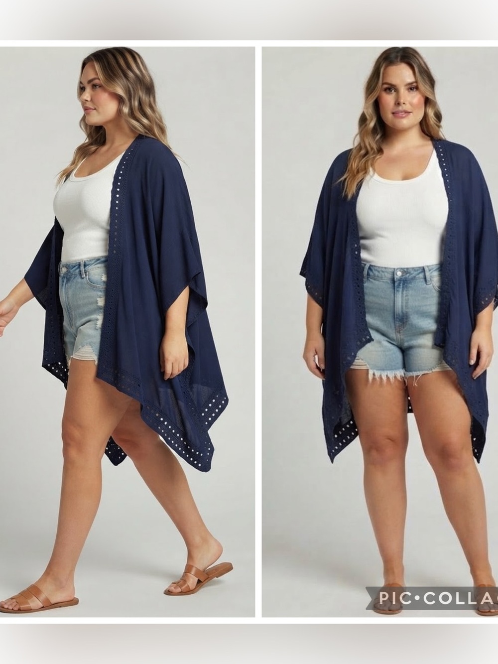 Lane Bryant Blue Lace Trim Kimono